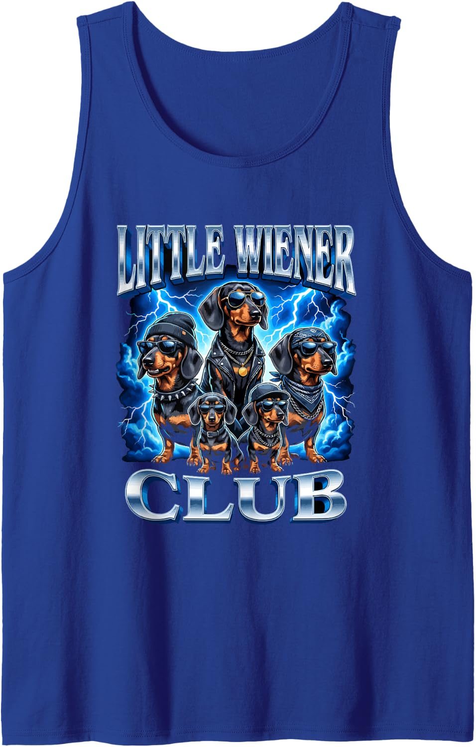 Little Wiener Club Dachshund Lover Sleeveless Tank Top - Royal Blue