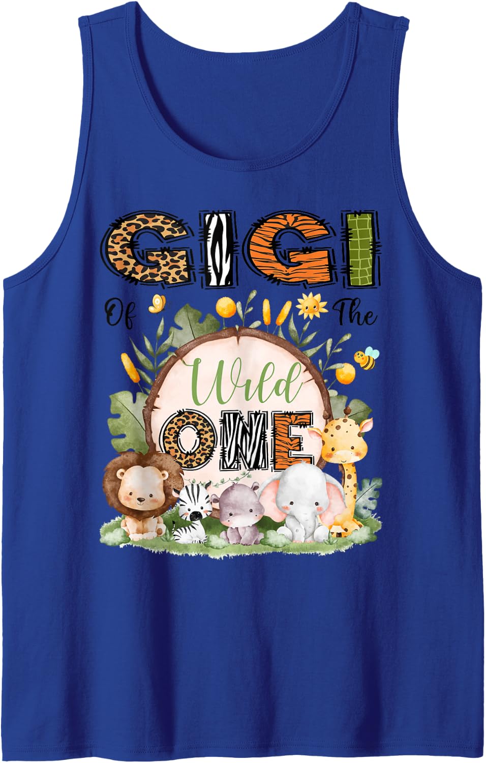Gigi of The Wild One 1St Birthday Boy Safari Jungle Sleeveless Tank Top - Royal Blue