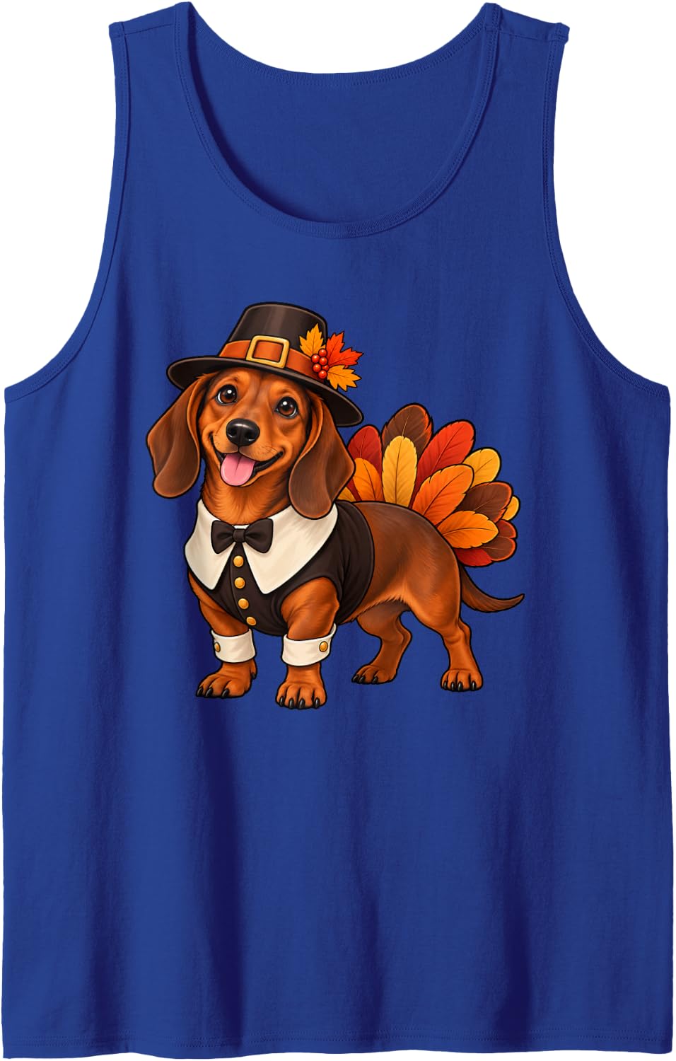 Dachshund Dog Thanksgiving Sleeveless Tank Top - Royal Blue