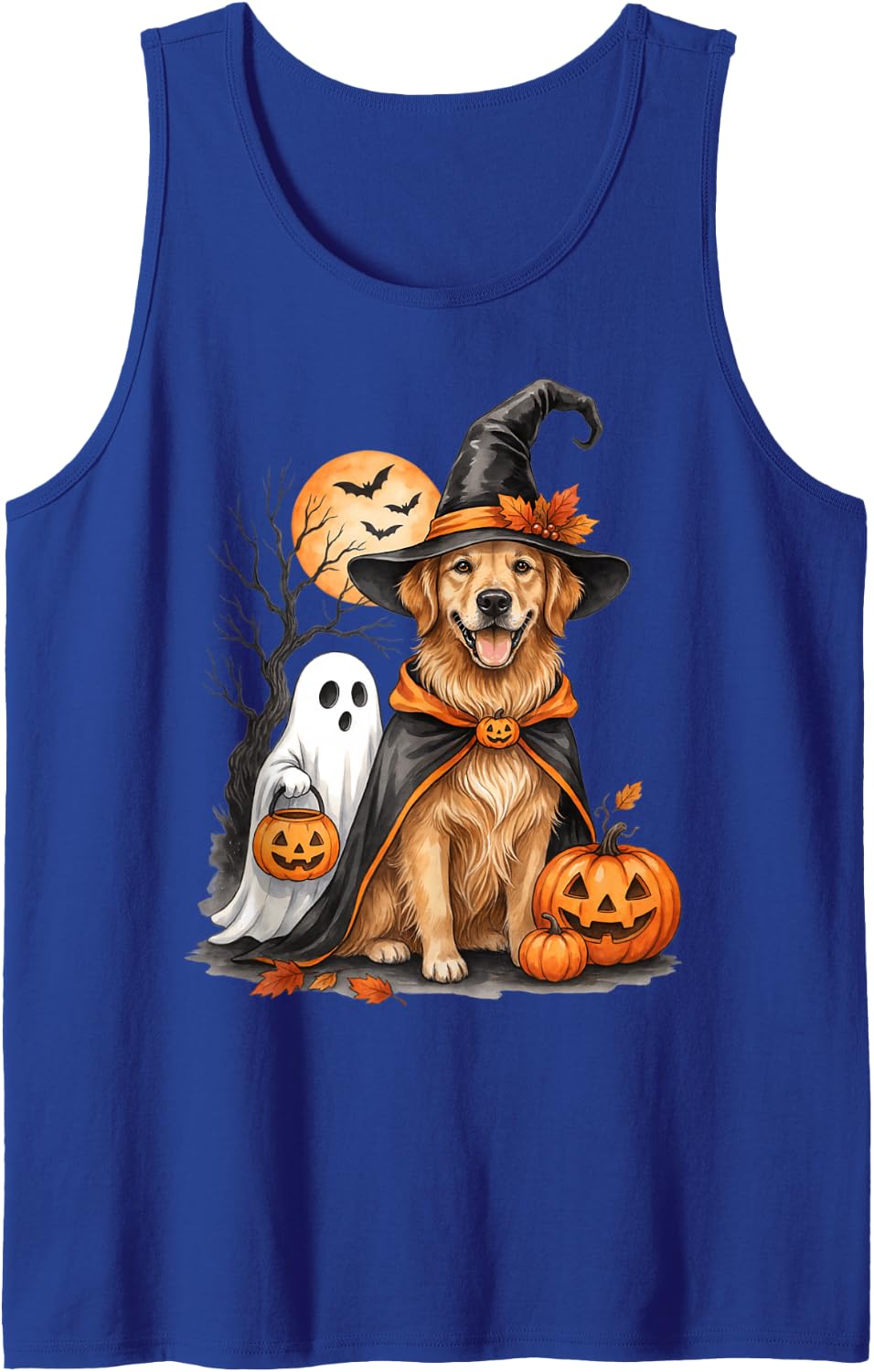 Golden Retriever Halloween Witch Dog Owner Sleeveless Tank Top - Royal Blue
