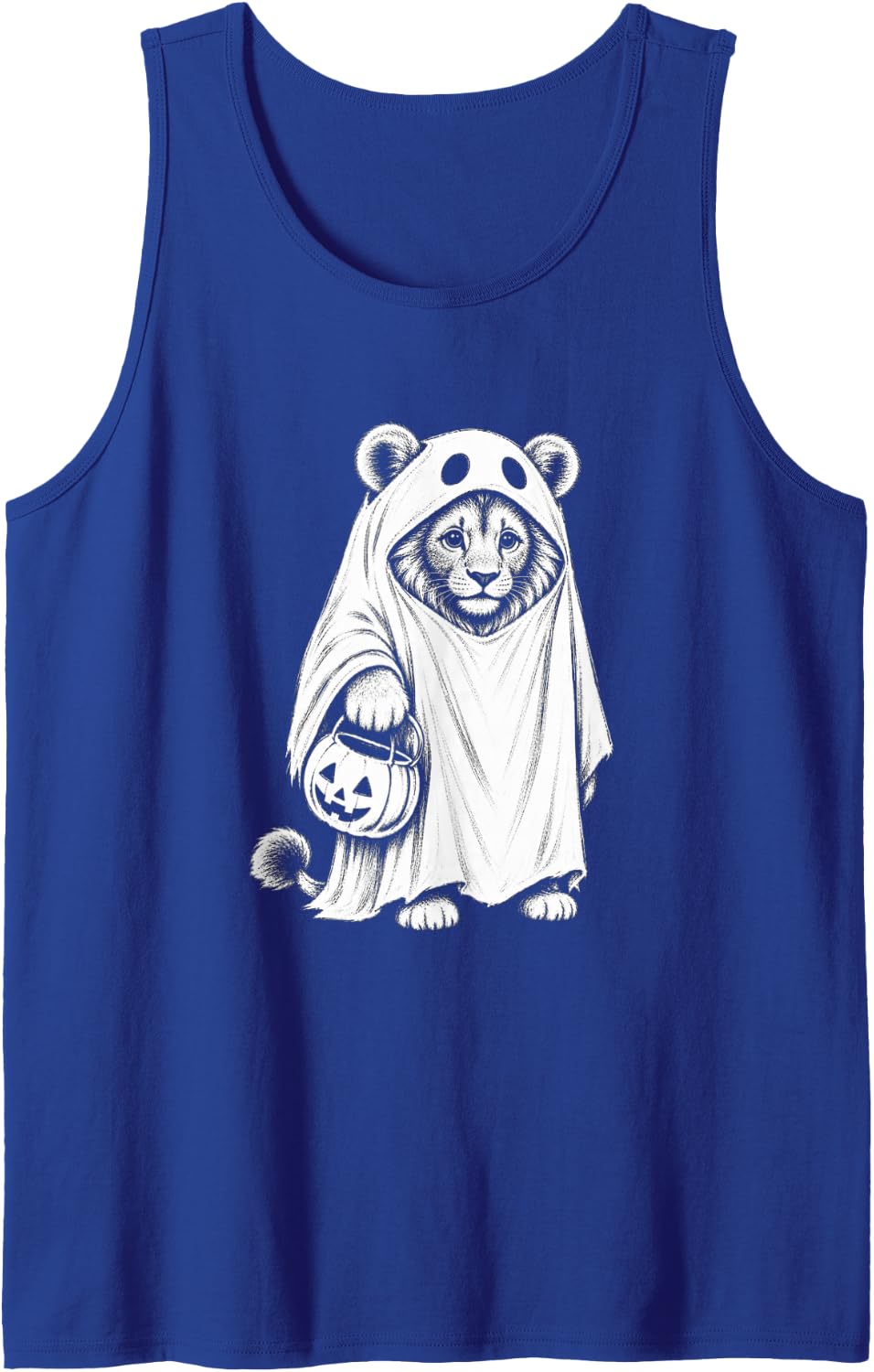 Lion Halloween Lion Lover Spooky Ghost Scary Lion Ghost Sleeveless Tank Top - Royal Blue
