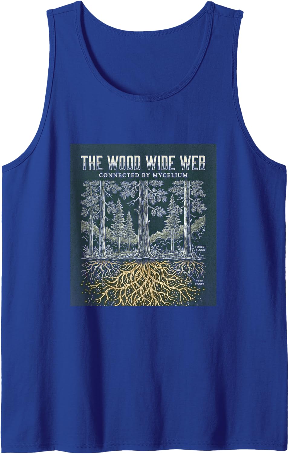 The Wood Wide Web Connected by Mycelium Mycology Sleeveless Tank Top - Royal Blue