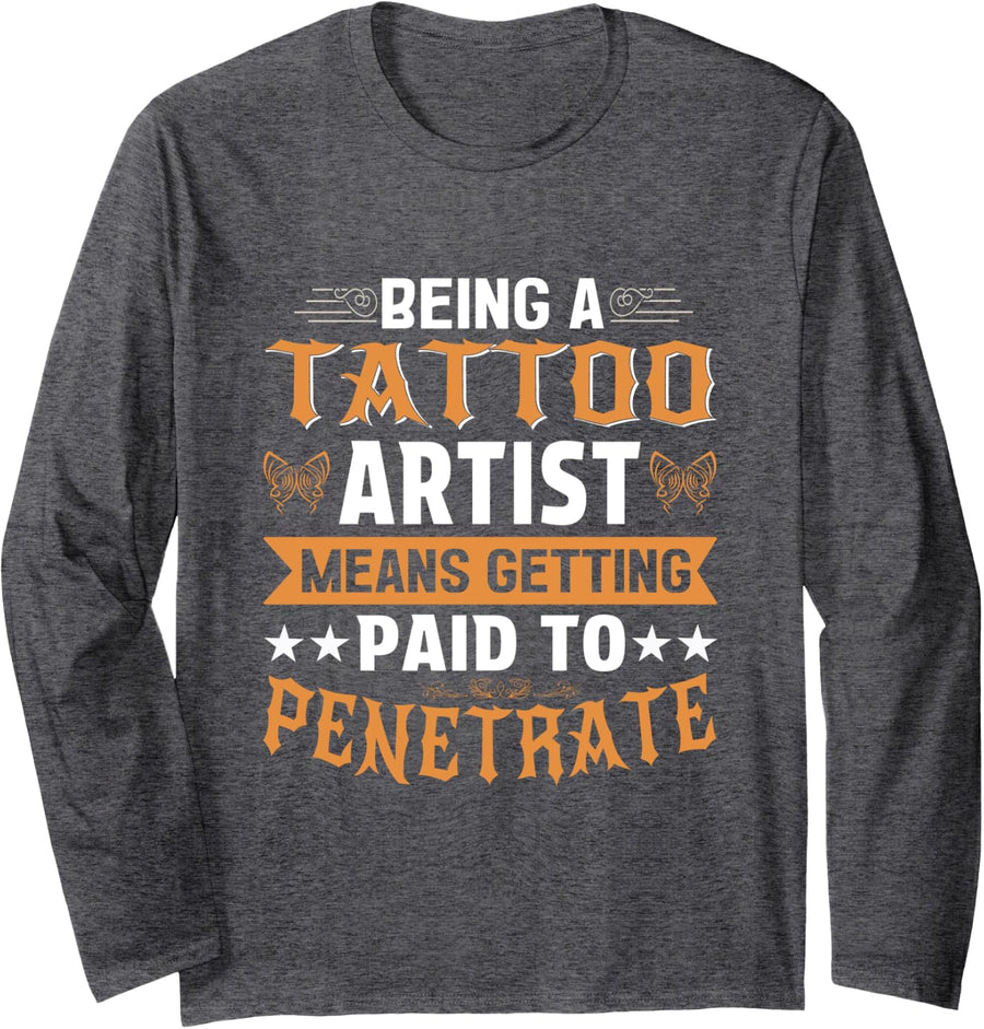 Tattooing Supplies Tattoo Studio Decor Tattoo Artist Long Sleeve T-Shirt - Adult Unisex Dark Heather Grey
