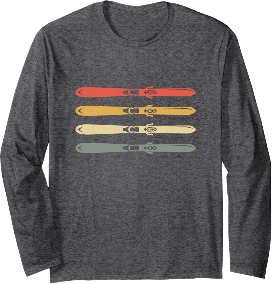 Ski Apparel - Skiing Skier Ski Long Sleeve T-Shirt - Adult Unisex Dark Heather Grey