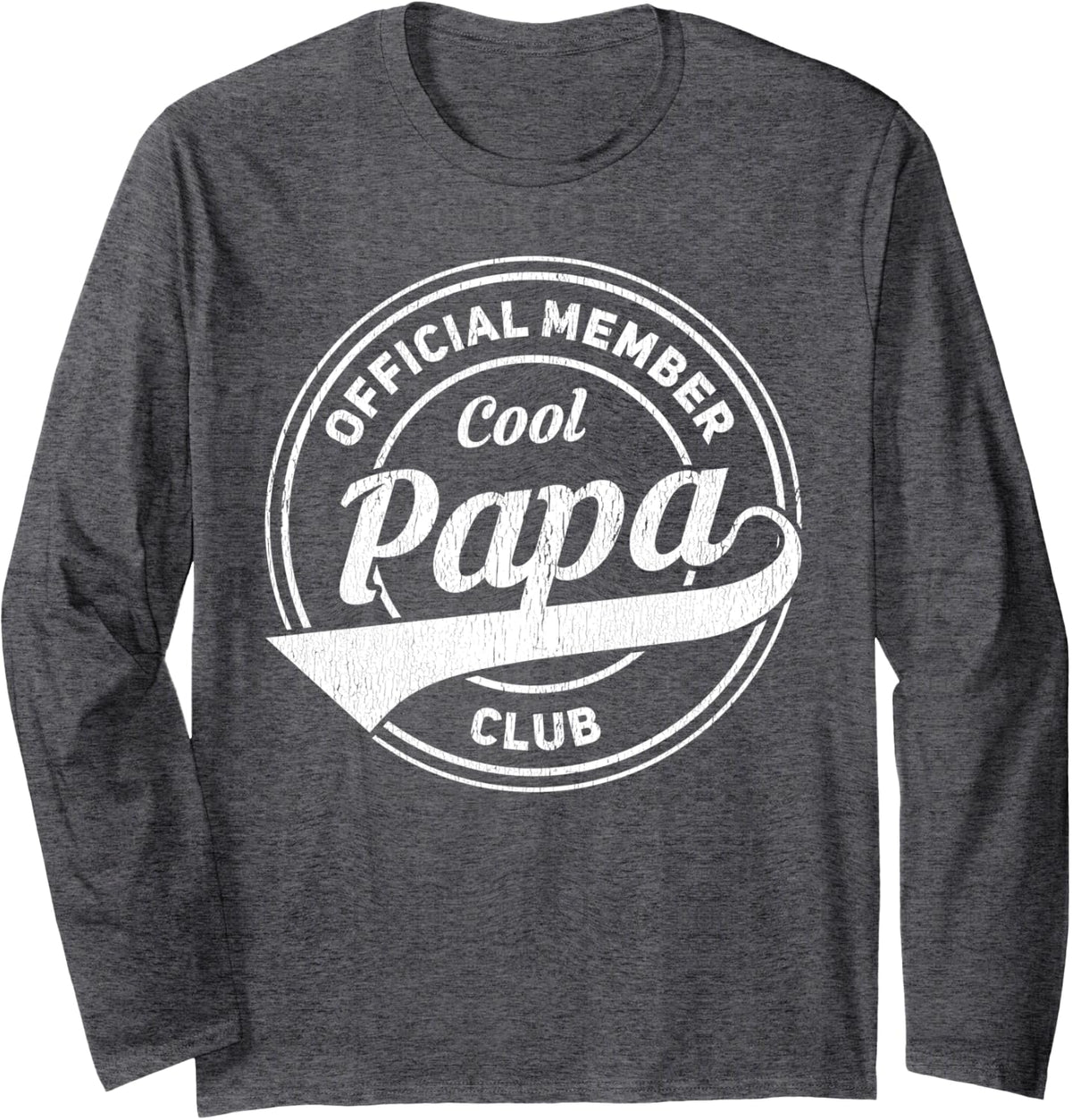 Official Member Cool Papa Club Long Sleeve T-Shirt - Adult Unisex Dark Heather Grey