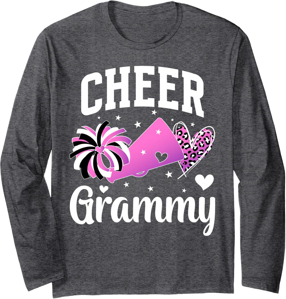 Cheer Grammy Grandma Cheerleader Grammy Cheerleading Grammy Long Sleeve T-Shirt - Adult Unisex Dark Heather Grey