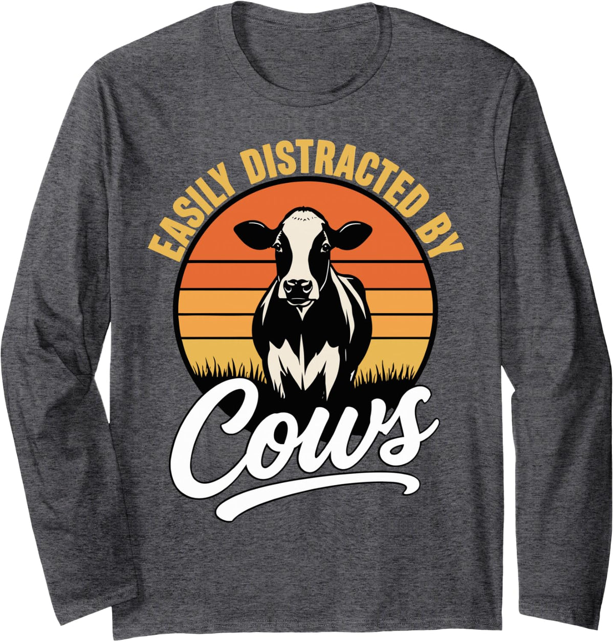 Dairy Farmer Cow Lover Farming Agriculture Long Sleeve T-Shirt - Adult Unisex Dark Heather Grey