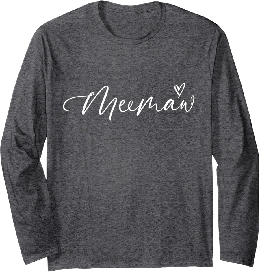 Grandma Grandmother Meemaw Long Sleeve T-Shirt - Adult Unisex Dark Heather Grey