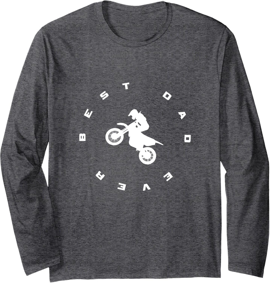 Dirt Bike Motocross Long Sleeve T-Shirt - Adult Unisex Dark Heather Grey