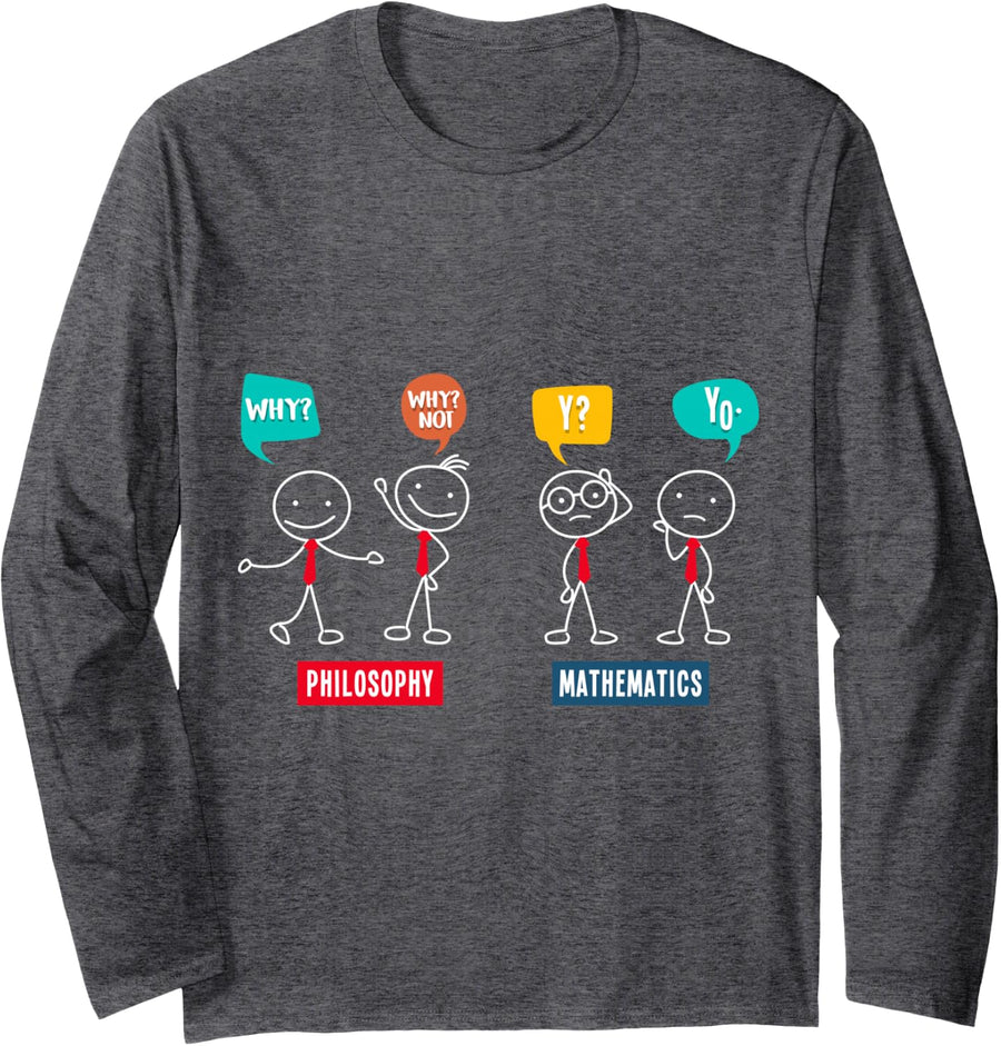 Philosophy vs Mathematics - Math College Student Professor Long Sleeve T-Shirt - Adult Unisex Dark Heather Grey
