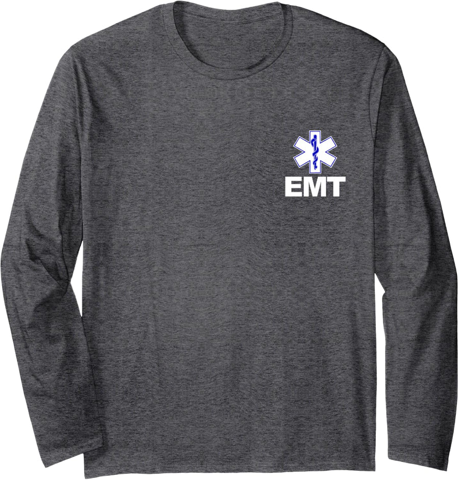 EMT Emergency Medical Technician Uniform Firts Aid Men Women Long Sleeve T-Shirt - Adult Unisex Dark Heather Grey