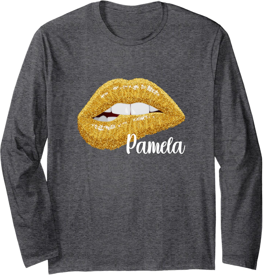 Pamela - First Name Gift Long Sleeve T-Shirt - Adult Unisex Dark Heather Grey