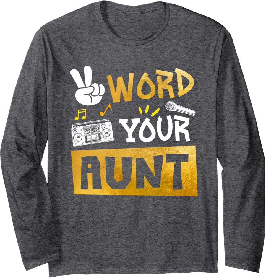 Word Your Aunt - Auntie of The Birthday Two Legit to Quit Long Sleeve T-Shirt - Adult Unisex Dark Heather Grey