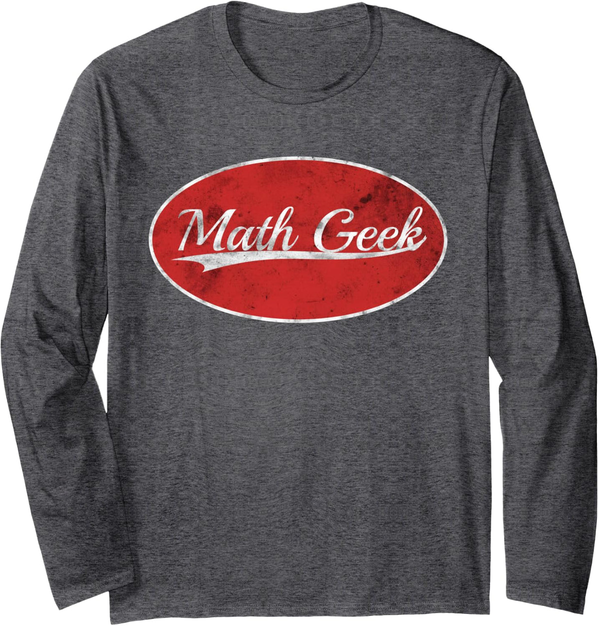 Math Geek Algebra Teacher Varsity Minimalist Long Sleeve T-Shirt - Adult Unisex Dark Heather Grey