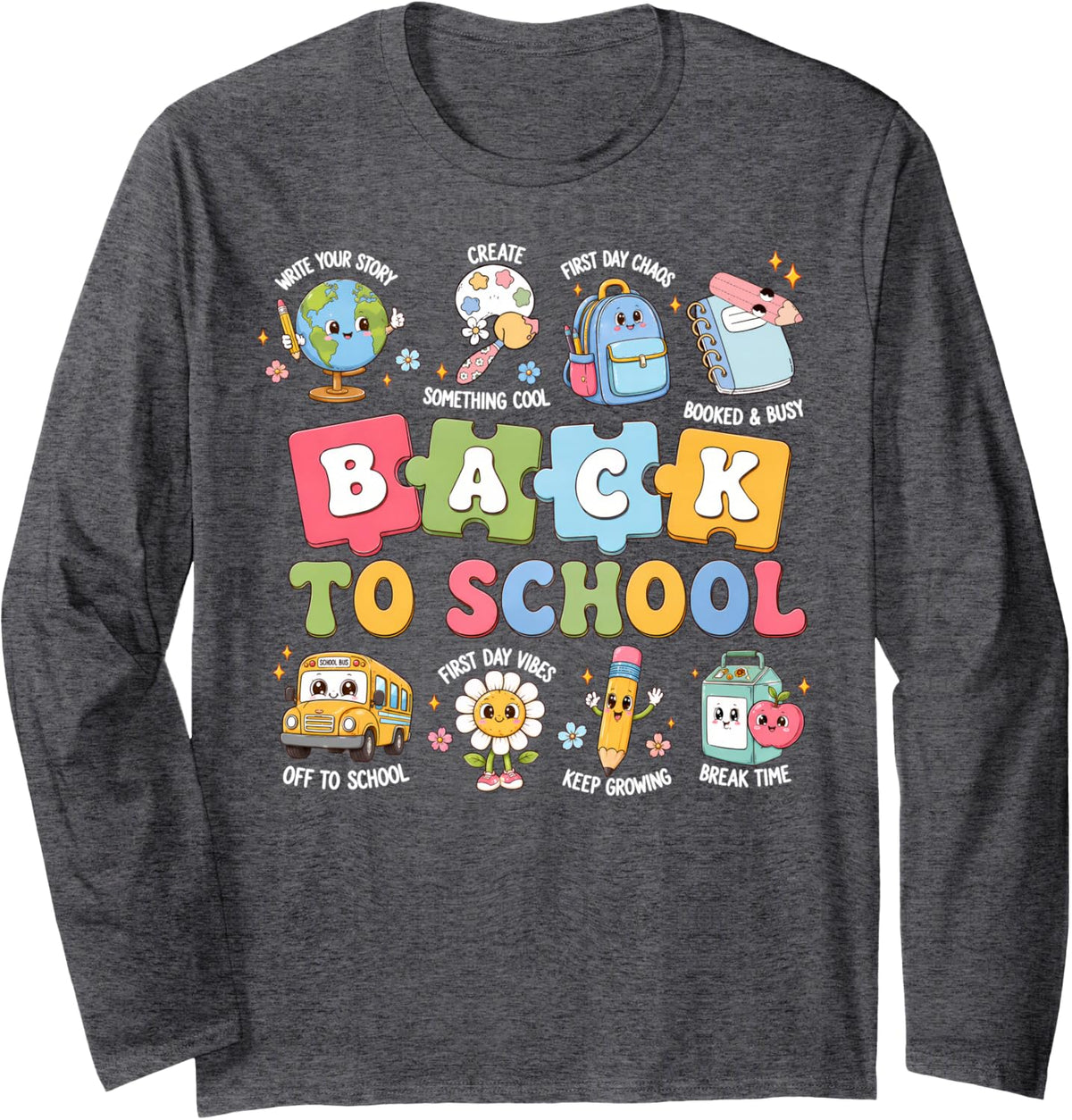 Back to School Teacher Sped Teacher First Day of School Long Sleeve T-Shirt - Adult Unisex Dark Heather Grey