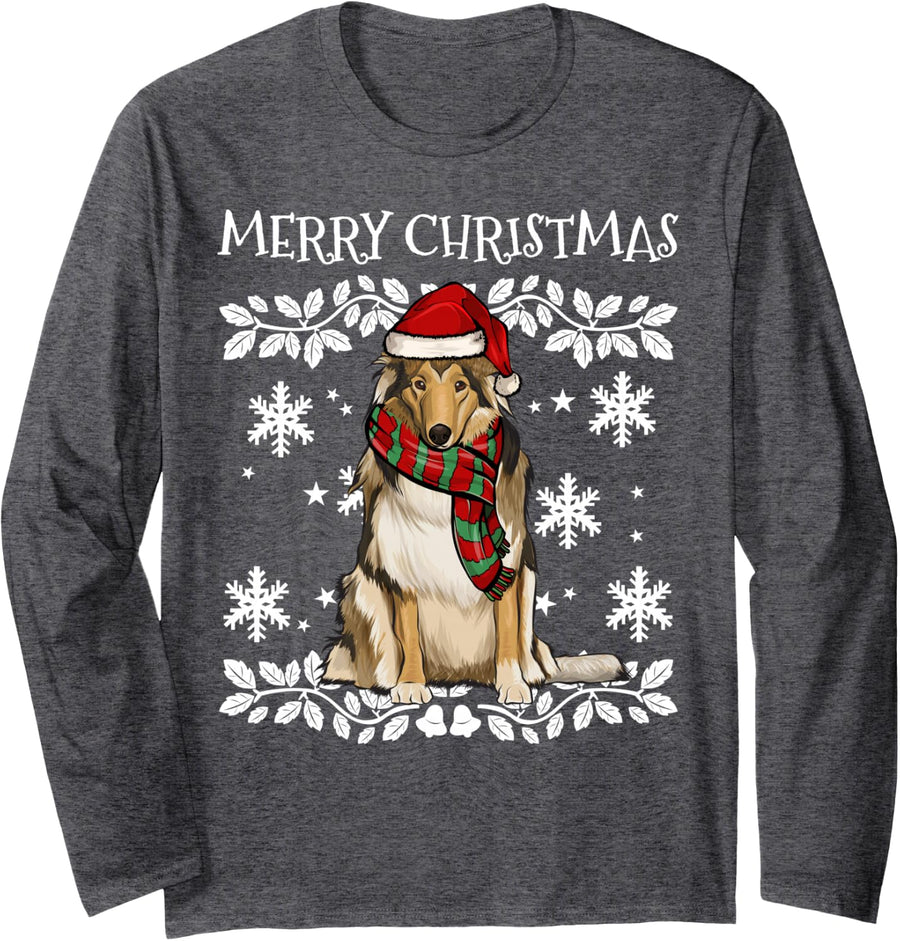 Merry Christmas Colley Ugly Christmas Long Sleeve T-Shirt - Adult Unisex Dark Heather Grey