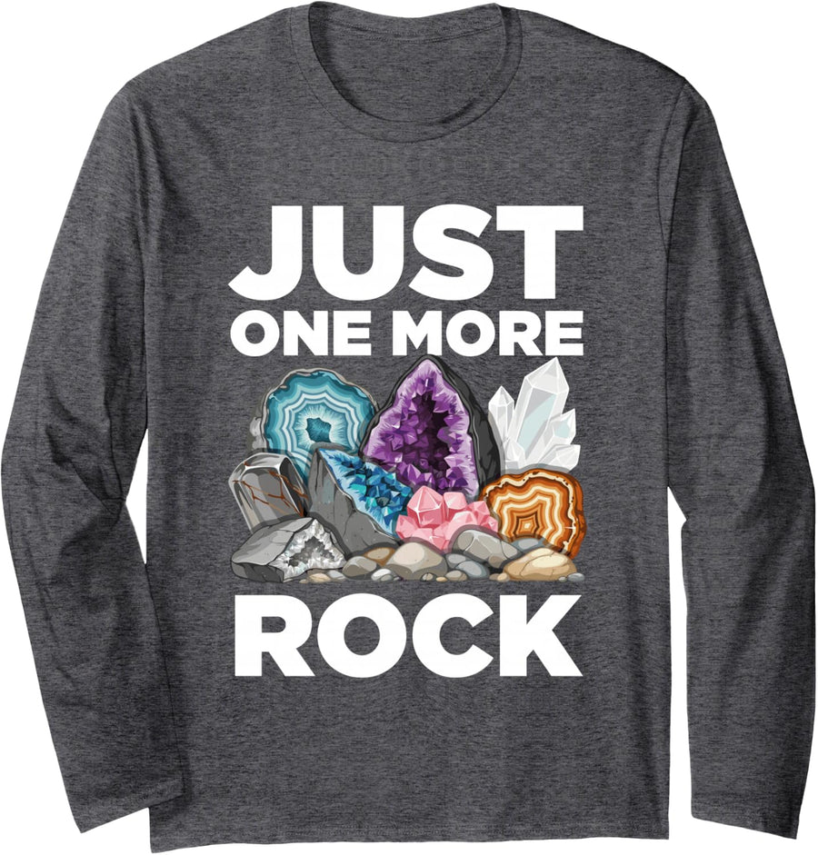 Geode Rockhound Equipment for Men Women Mineral Collector Long Sleeve T-Shirt - Adult Unisex Dark Heather Grey