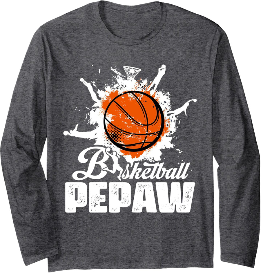 Basketball Pepaw Father's Day Long Sleeve T-Shirt - Adult Unisex Dark Heather Grey