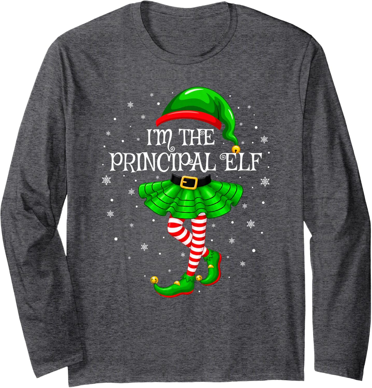 I'm the Principal Elf Matching Family Christmas Elf Squad Long Sleeve T-Shirt - Adult Unisex Dark Heather Grey