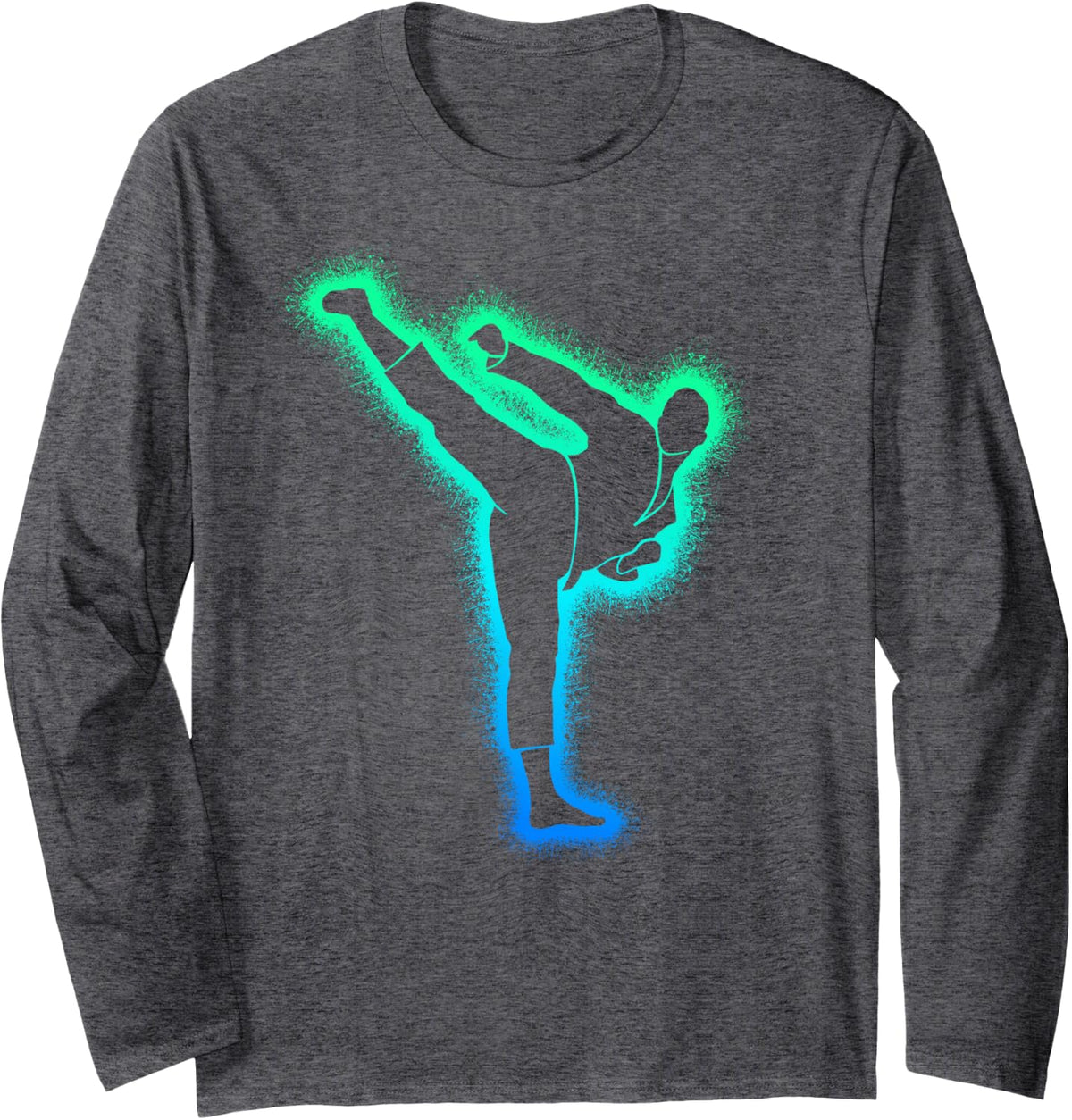 Taekwondo Martial Arts Dad Men Boys Karate Long Sleeve T-Shirt - Adult Unisex Dark Heather Grey