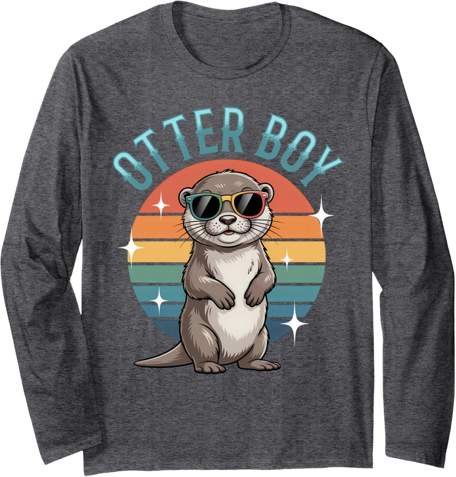 Funny Otter Long Sleeve T-Shirt - Adult Unisex Dark Heather Grey