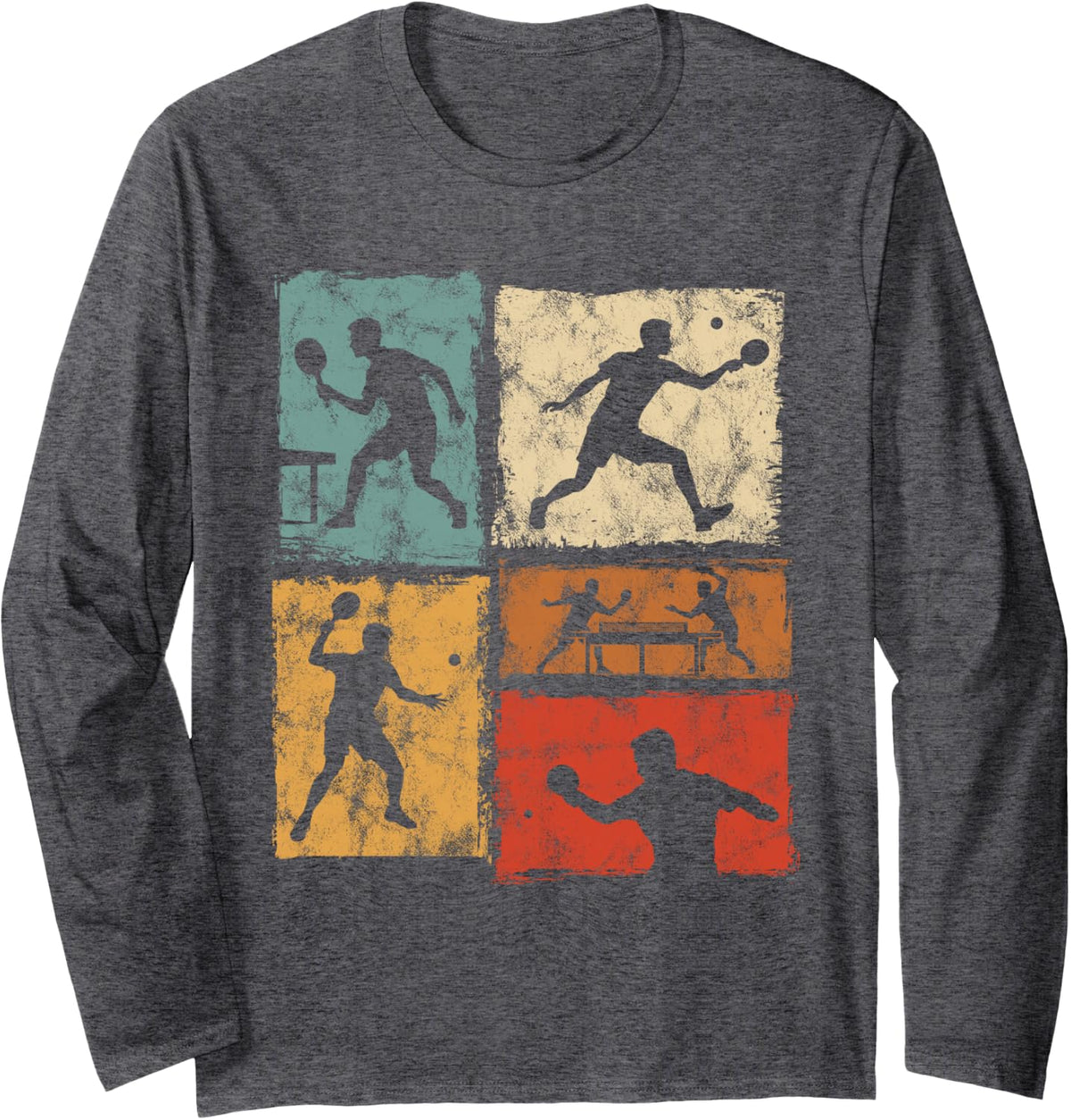 Ping Pong Mood Board for Table Tennis Players Sport Long Sleeve T-Shirt - Adult Unisex Dark Heather Grey
