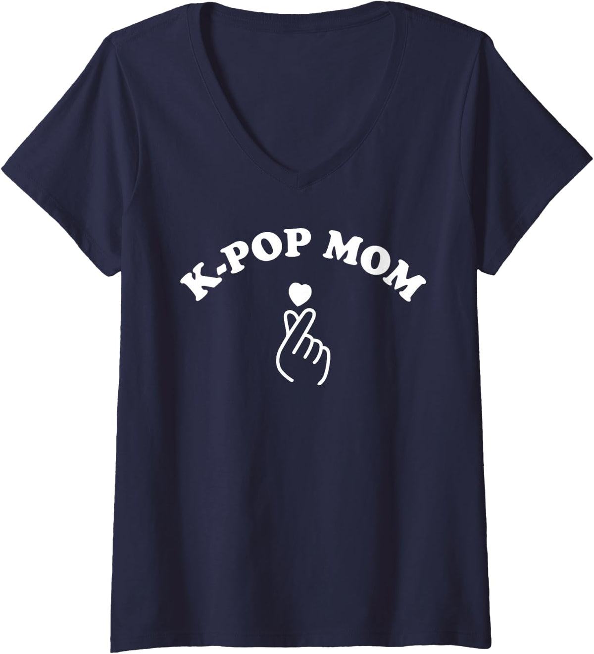Womens K-Pop Mom Korean Mom Woman V-Neck T-Shirt - Navy Blue