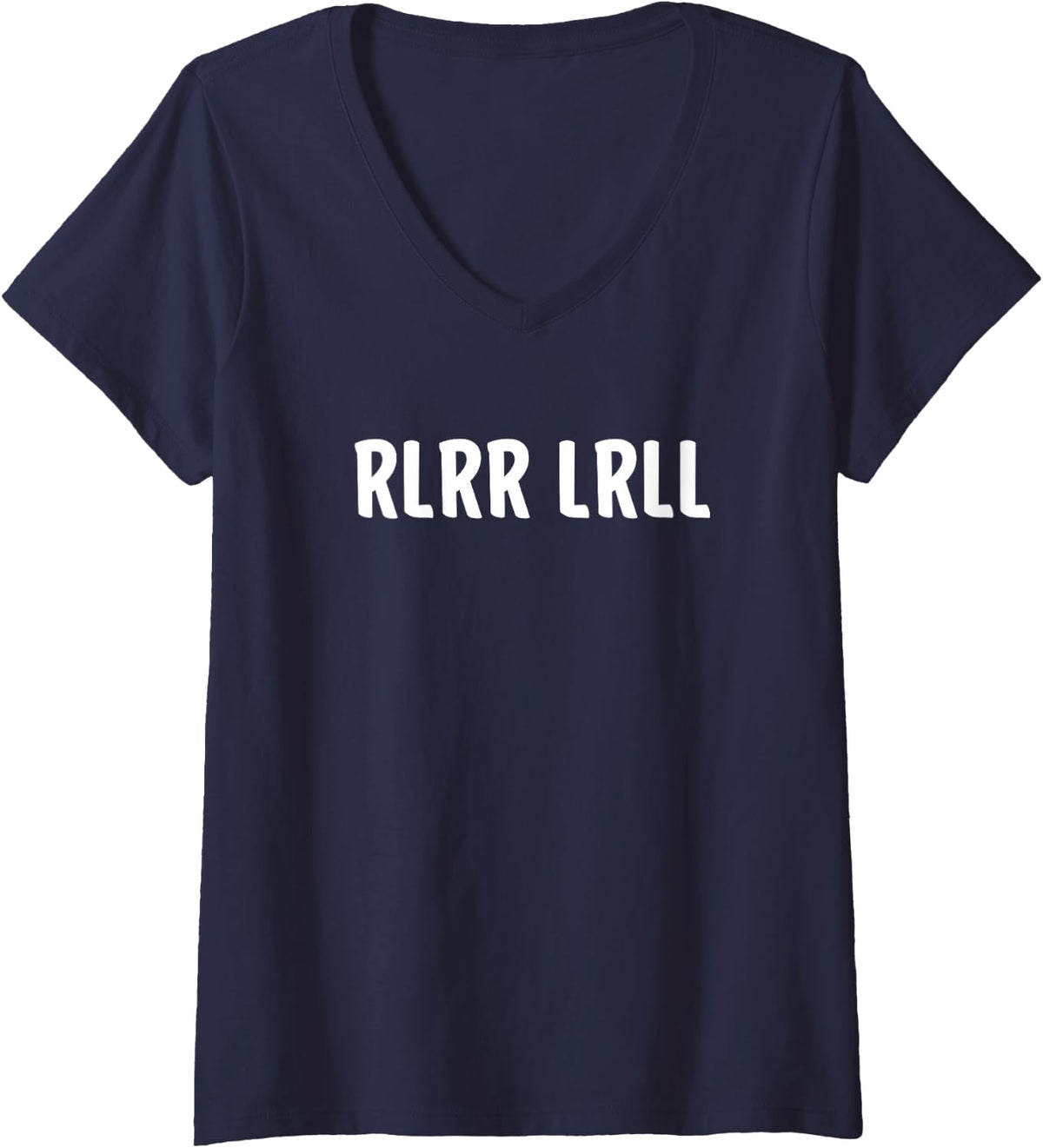 Women's RLRR LRLL Funny Paradiddle Drummer V-Neck T-Shirt - Navy Blue