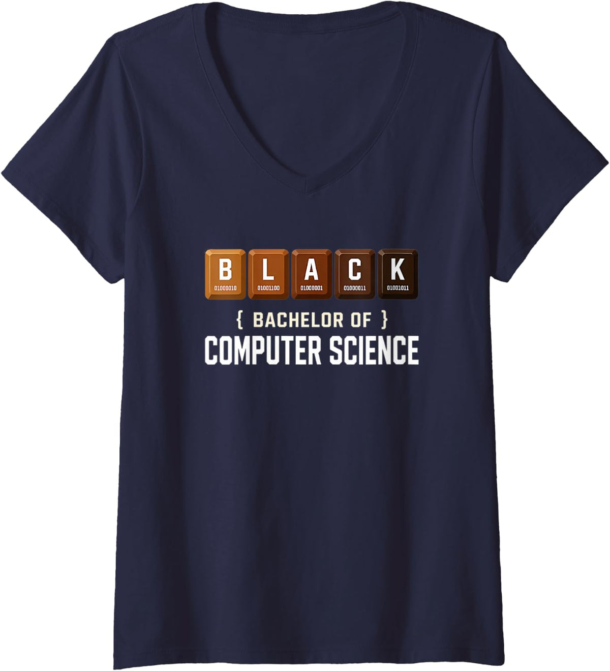Women's Black Bachelor of Computer Science Graduate Class of 2026 V-Neck T-Shirt - Navy Blue
