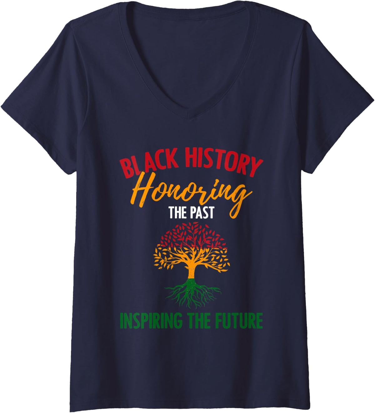 Women's Black History Inspirational Teachings African American V-Neck T-Shirt - Navy Blue