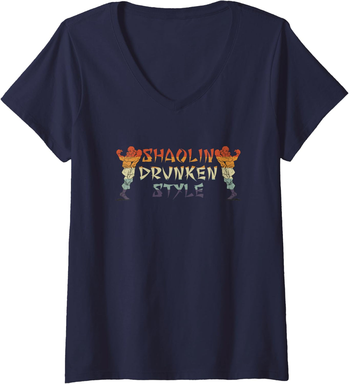 Women's Shaolin vs WuTang Shaolin vs Wu Tang Shaolin vs Lamas V-Neck T-Shirt - Navy Blue