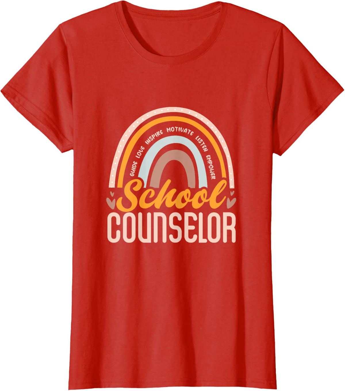 School Counselor Rainbow Back To School Counseling Week T-Shirt - Red