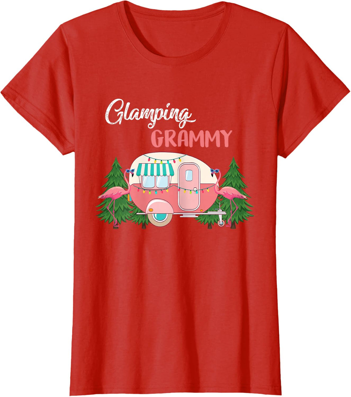 Glamping Grammy Costume Camping RV Flamingos Camper Lover T-Shirt - Red