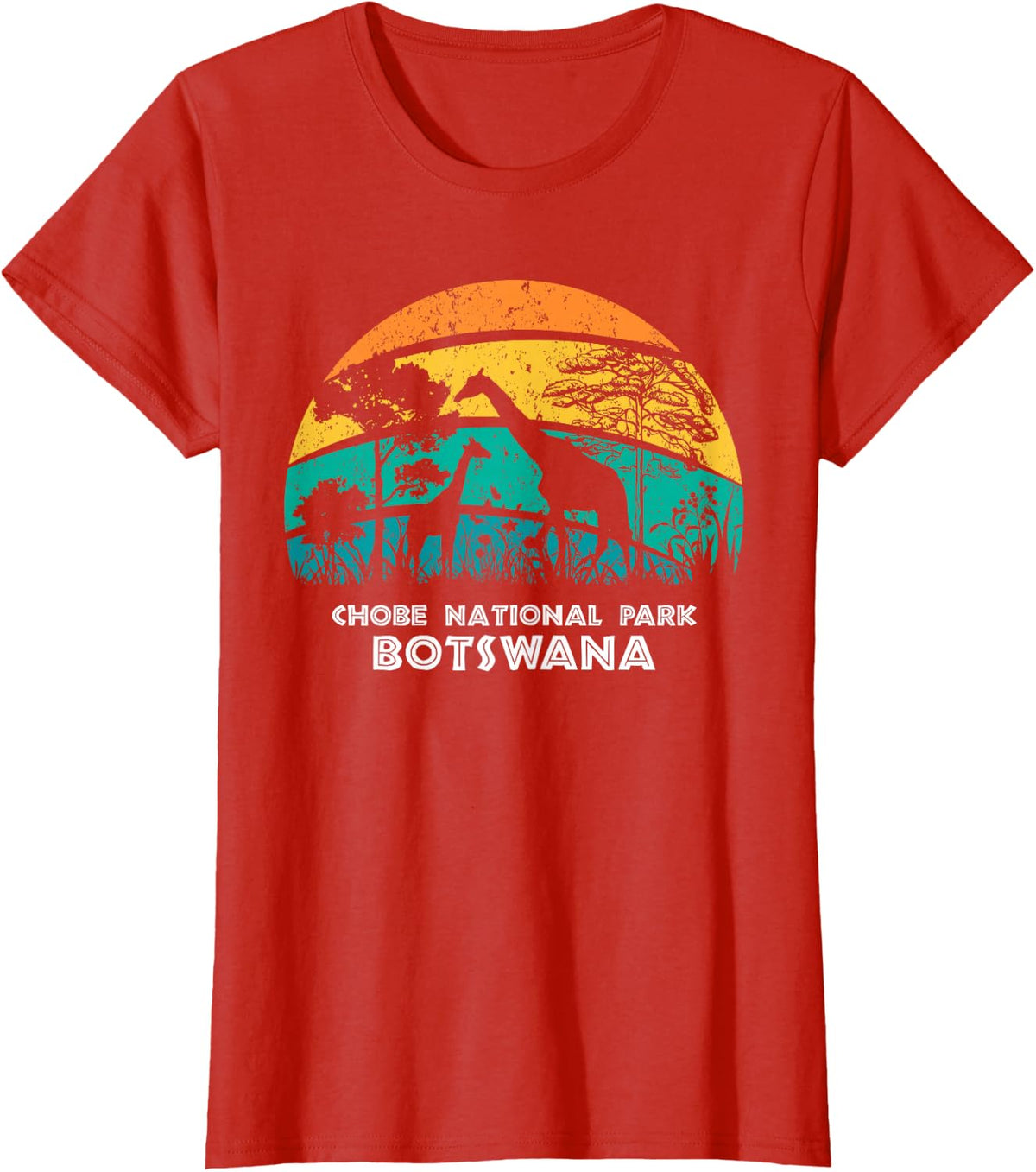 Vintage Retro Chobe National Park, Botswana Africa Safari Gi T-Shirt - Red