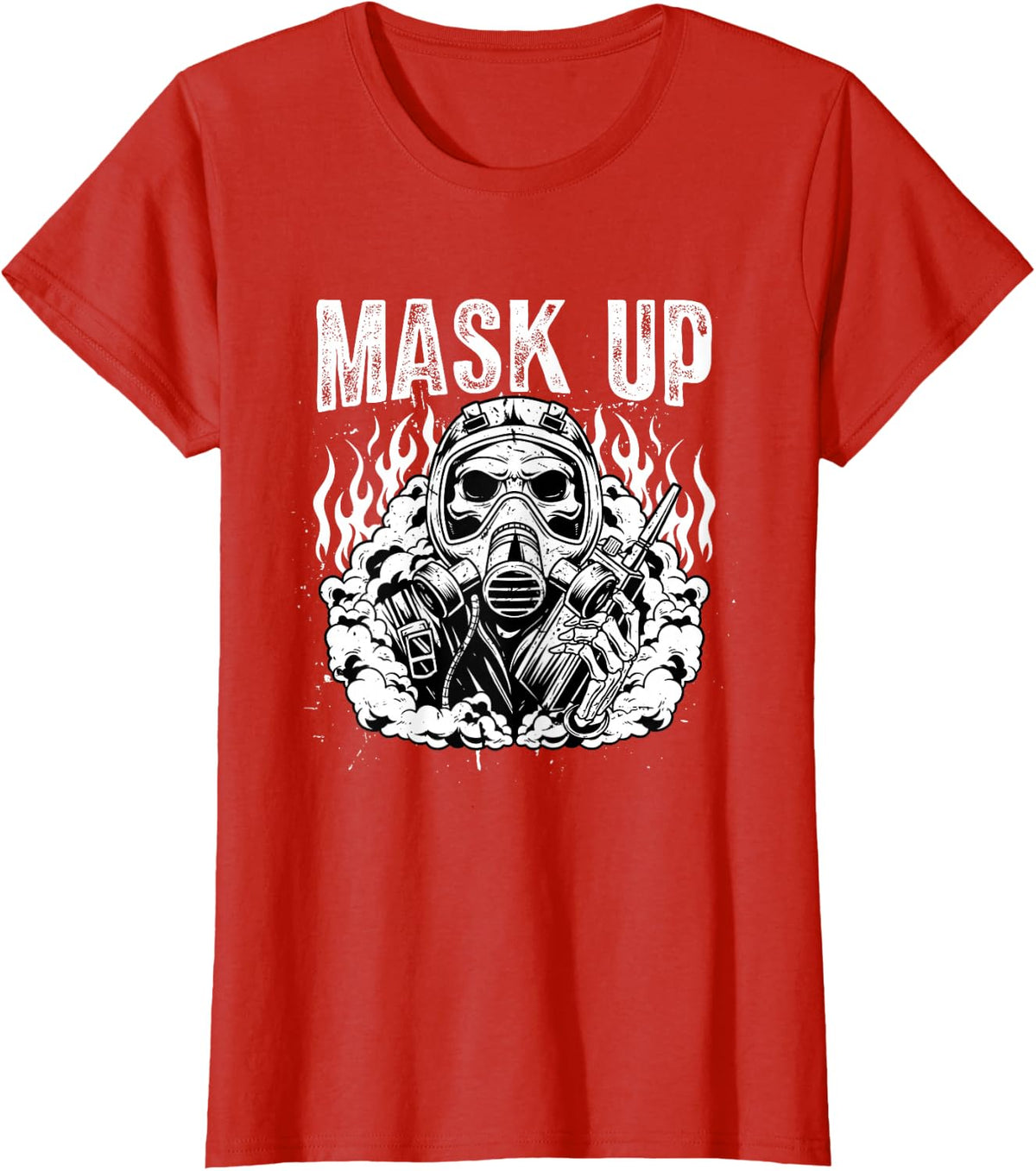 Mask Up Firefighter Gift Fire Dept SCBA Fire Rescue Fireman T-Shirt - Red