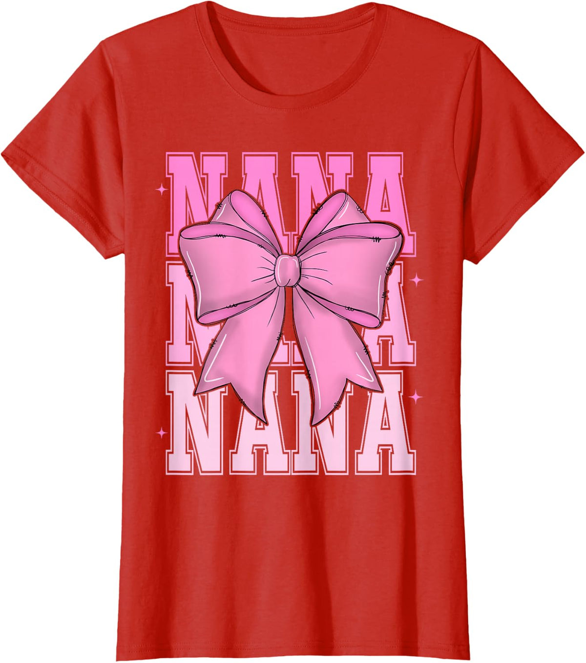 Retro Nana Coquette Bow Nana Valentine Day Mother's Day T-Shirt - Red