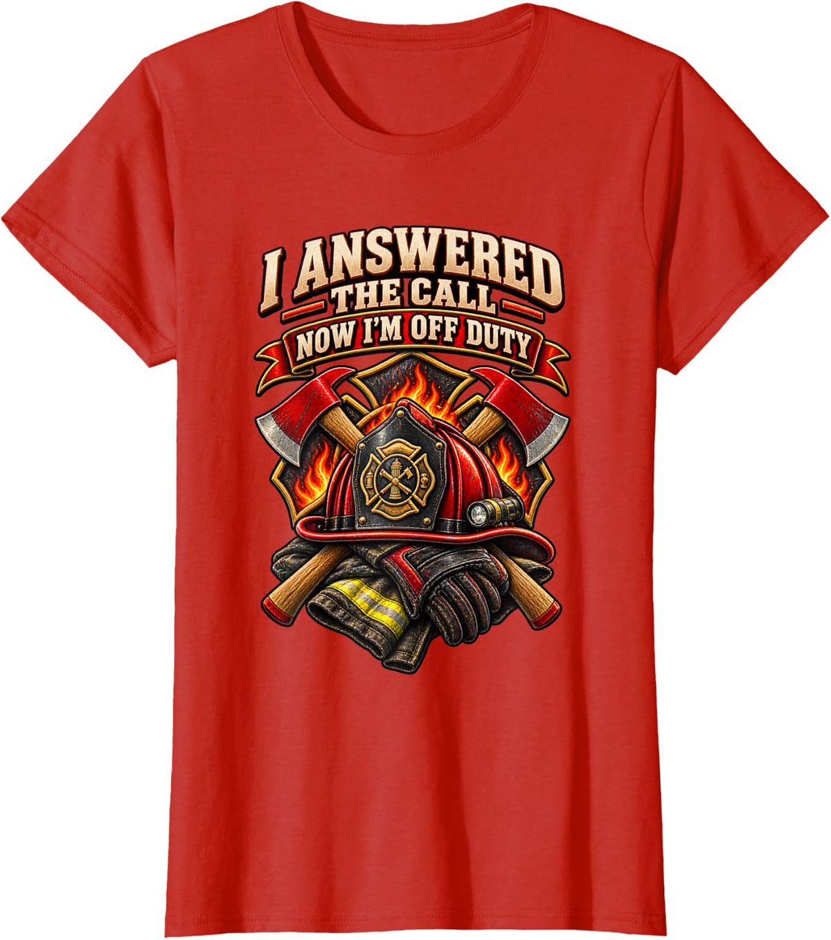 Answered The Call Officially Retired Firefighter Shirt T-Shirt - Red