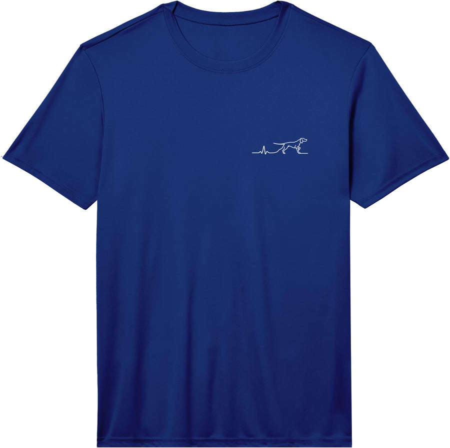 Men's Vizsla Heartbeat Minimalist Dog Lover Design Performance T-Shirt - Royal Blue