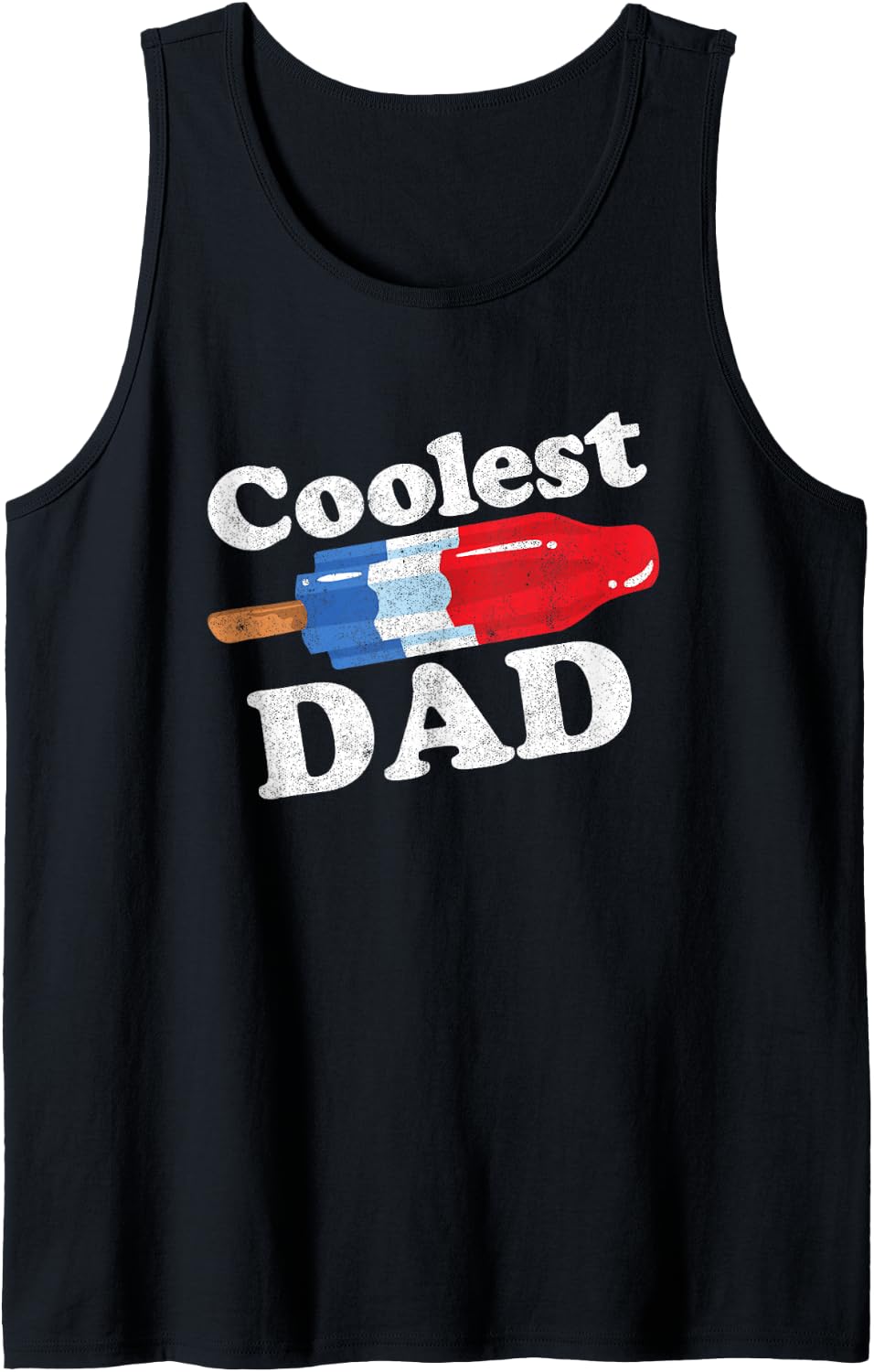 Mens Coolest Dad Popsicle Funny Bomb Retro 80s Pop Fathers Gift Tank Top - Black