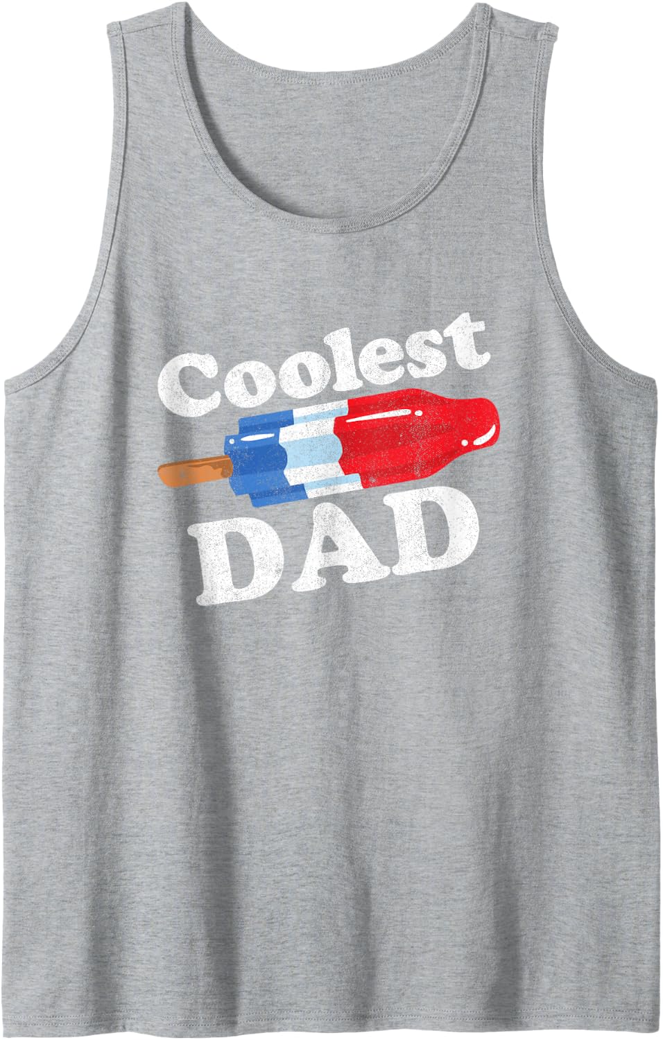 Mens Coolest Dad Popsicle Funny Bomb Retro 80s Pop Fathers Gift Tank Top - Heather Grey