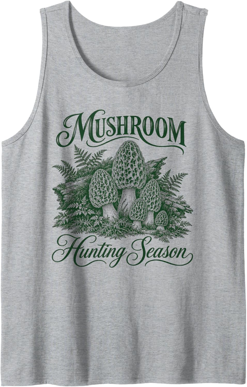 Men's Mushroom Hunting Morel Mushroom Funny Hunter Sleeveless Tank Top - Heather Grey