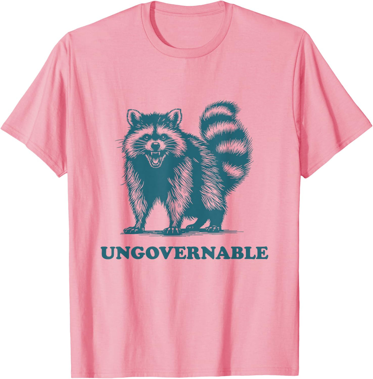 Ungovernable Funny Racoon Meme Vintage Angry Raccoon T-Shirt - Pink
