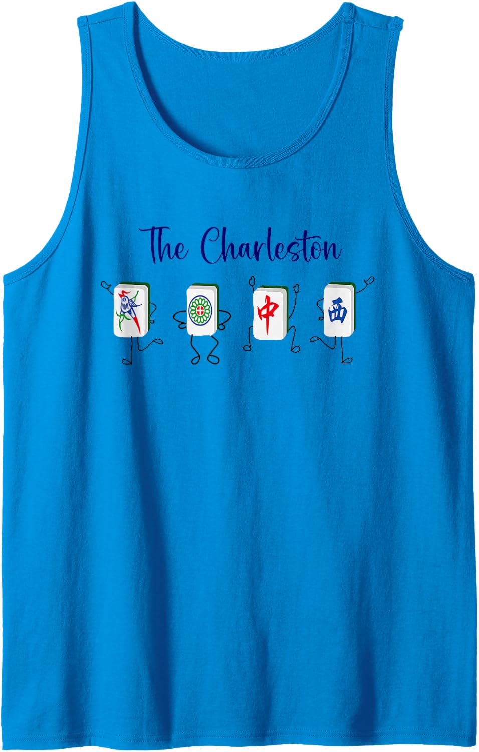 Retro The Charleston Mahjong Funny Mahjong Dance Lover Tank Top - Sapphire Blue