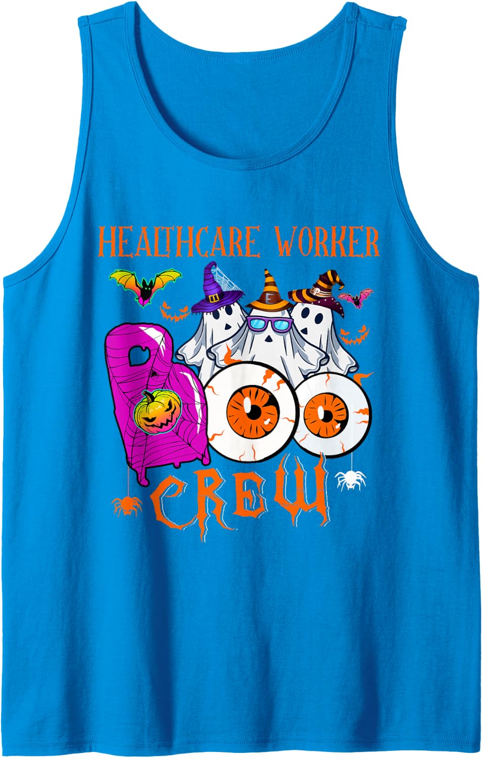 Healthcare Worker Boo Funny Crew Halloween Boo Ghosts Lover Sleeveless Tank Top - Sapphire Blue