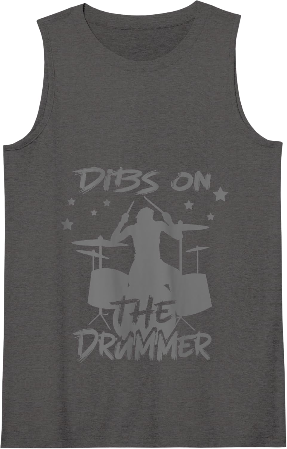Womens Funny Music Dibs On The Drummer Drums Tank Top - Dark Heather Grey