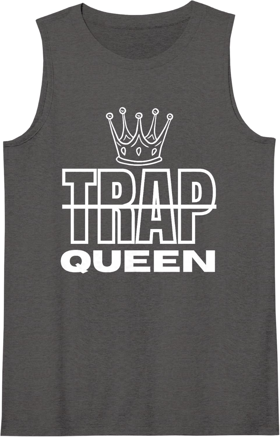 Women's Trap Queen Crown Rap Music Gift Sleeveless Tank Top - Dark Heather Grey
