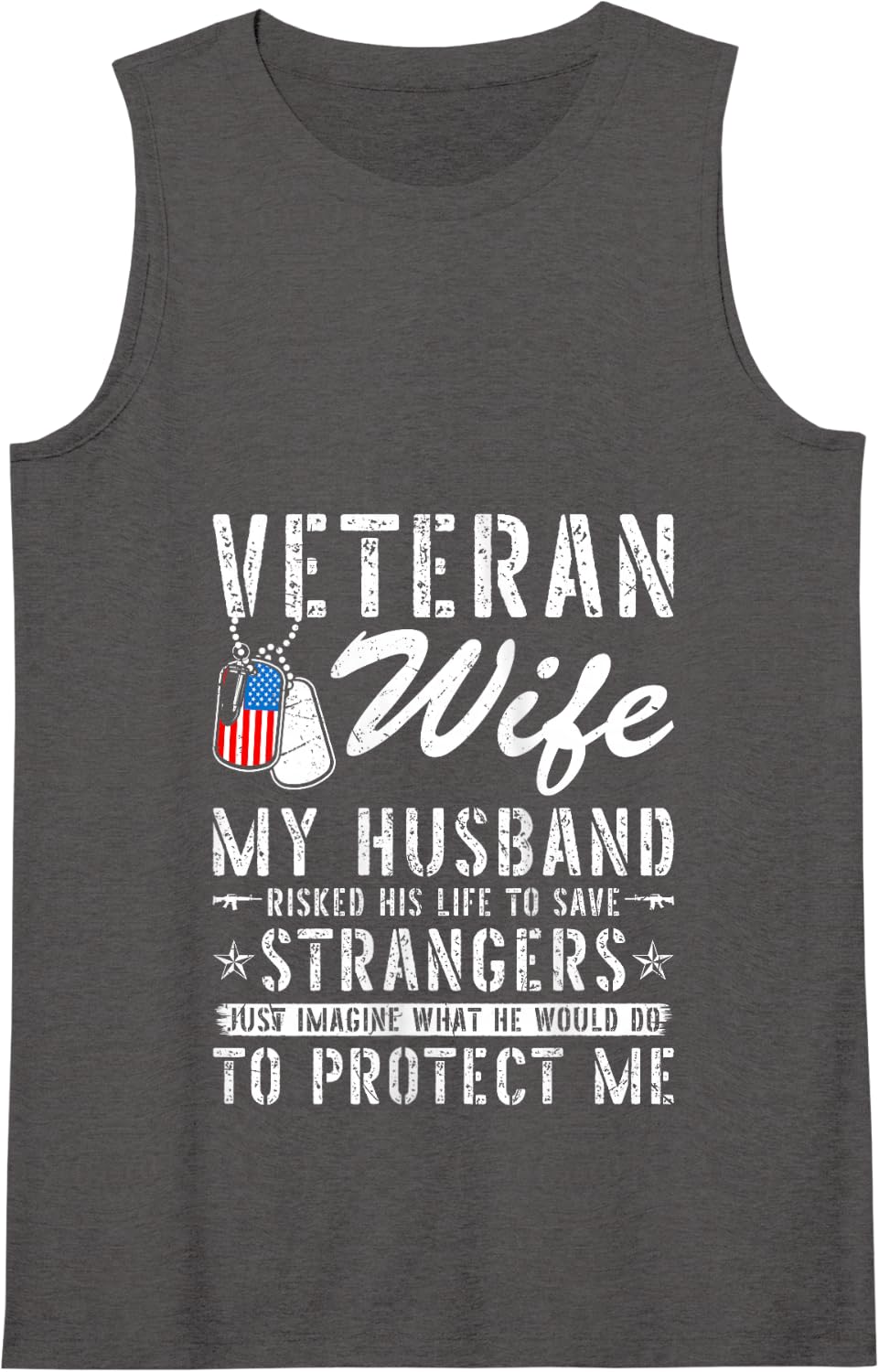 Womens Veteran Wife US Veteran Army Husband Soldier Tank Top - Dark Heather Grey