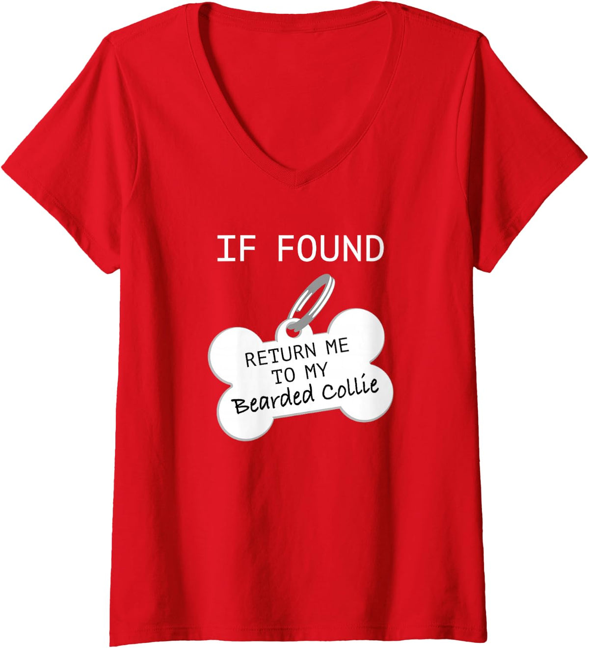 Women's If Found Return Me to My Bearded Collie V-Neck T-Shirt - Red