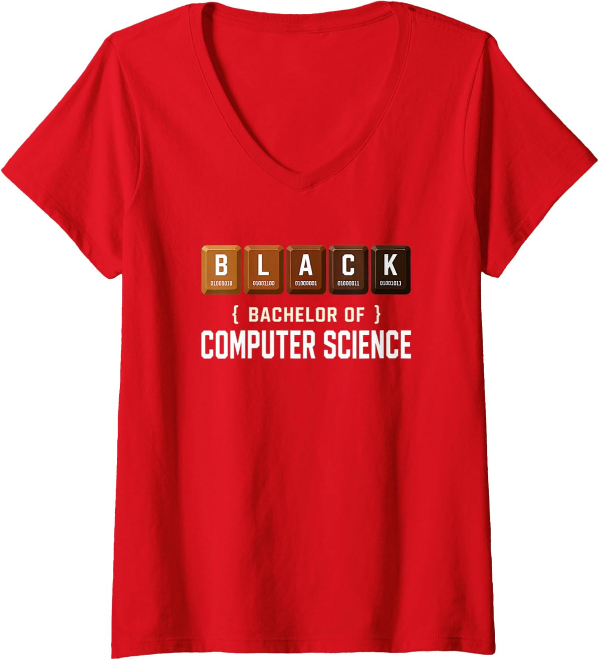 Women's Black Bachelor of Computer Science Graduate Class of 2026 V-Neck T-Shirt - Red