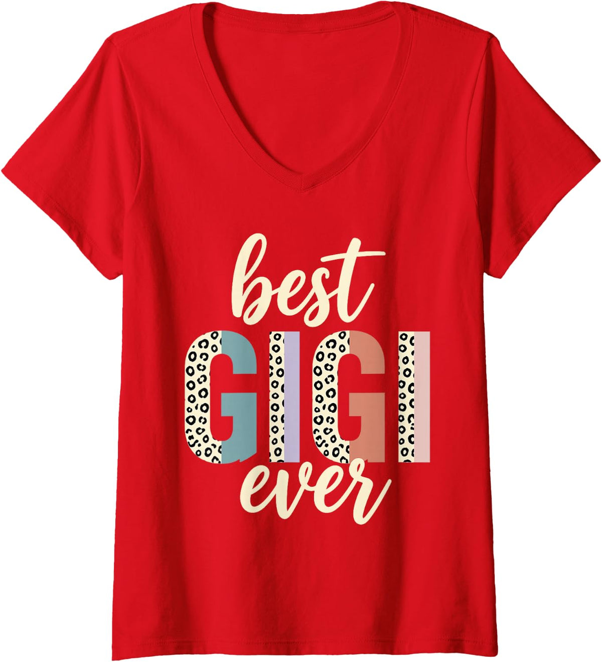 Women's Best Gigi Ever Art for Grandma Nana from Grandkids Best Gigi V-Neck T-Shirt - Red